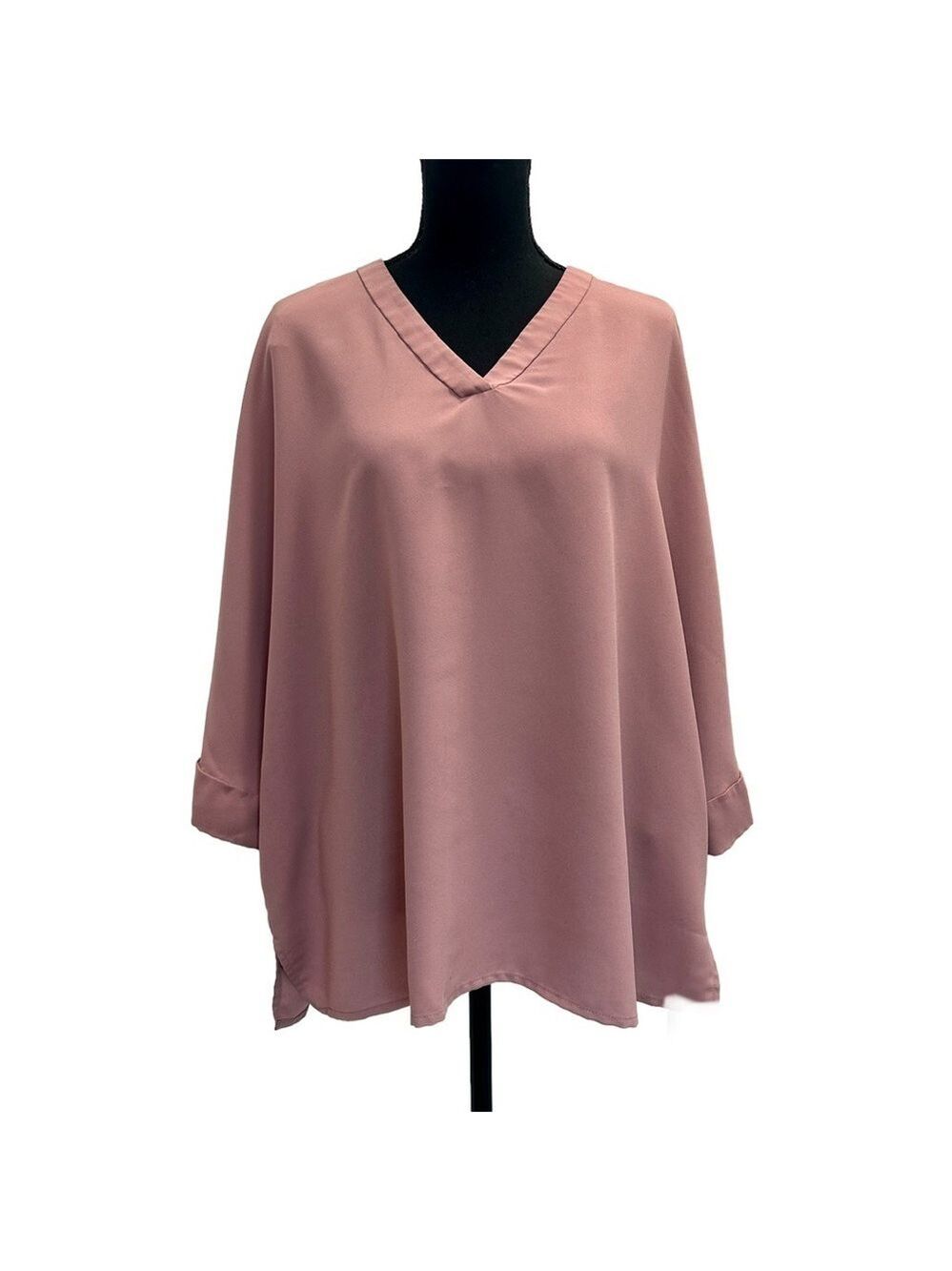 Anne klein dusty rose pink web sleeve V-neck blouse Sz M